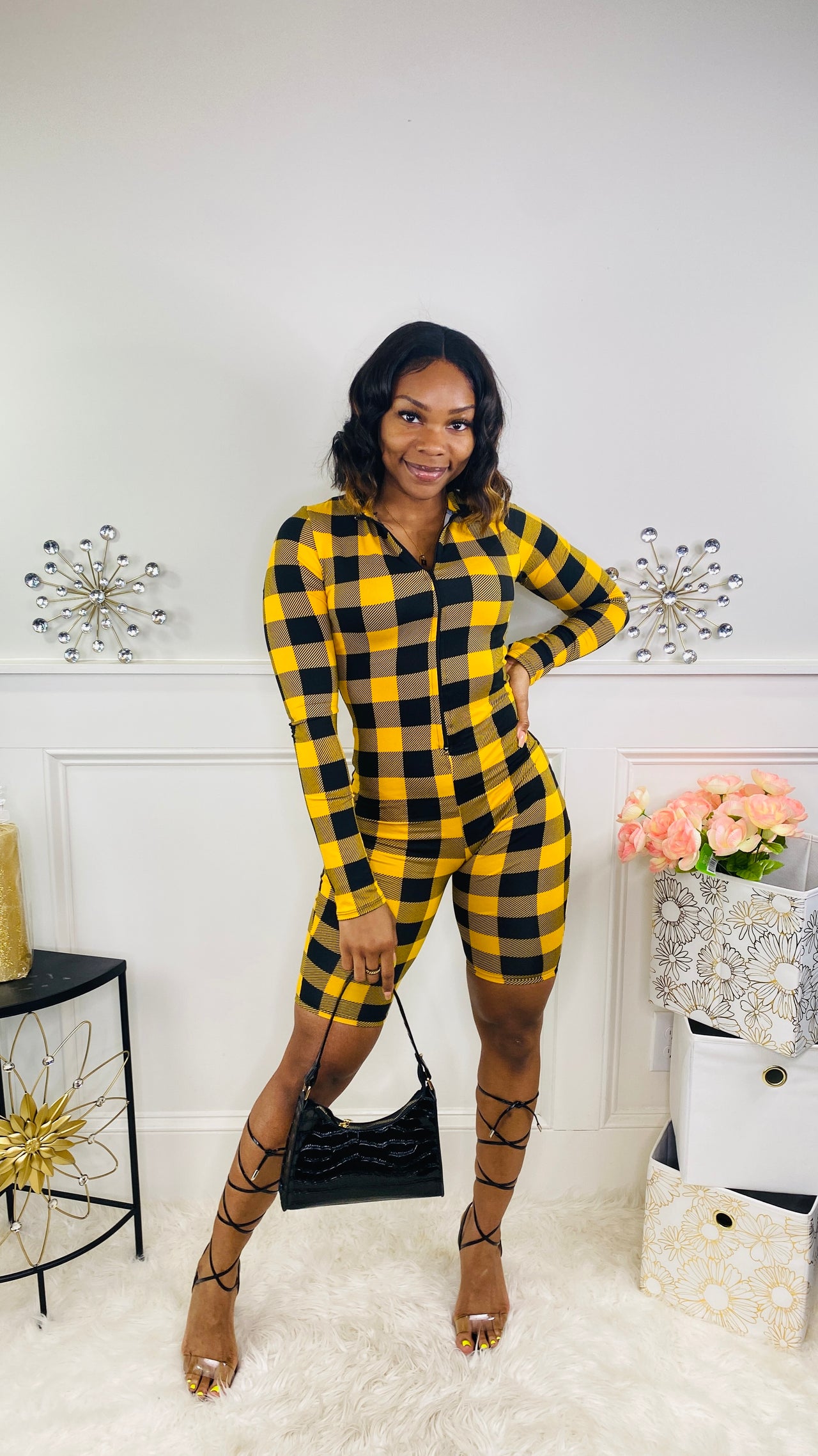 MiMi Checkered Jumpsuit.