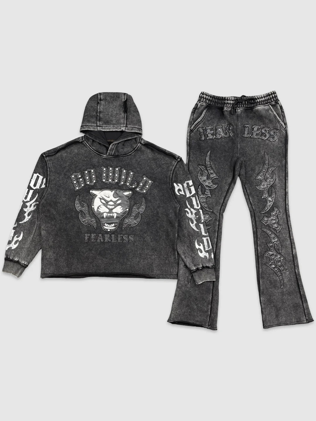 PANTHER STUD PATCH HOODIE SET