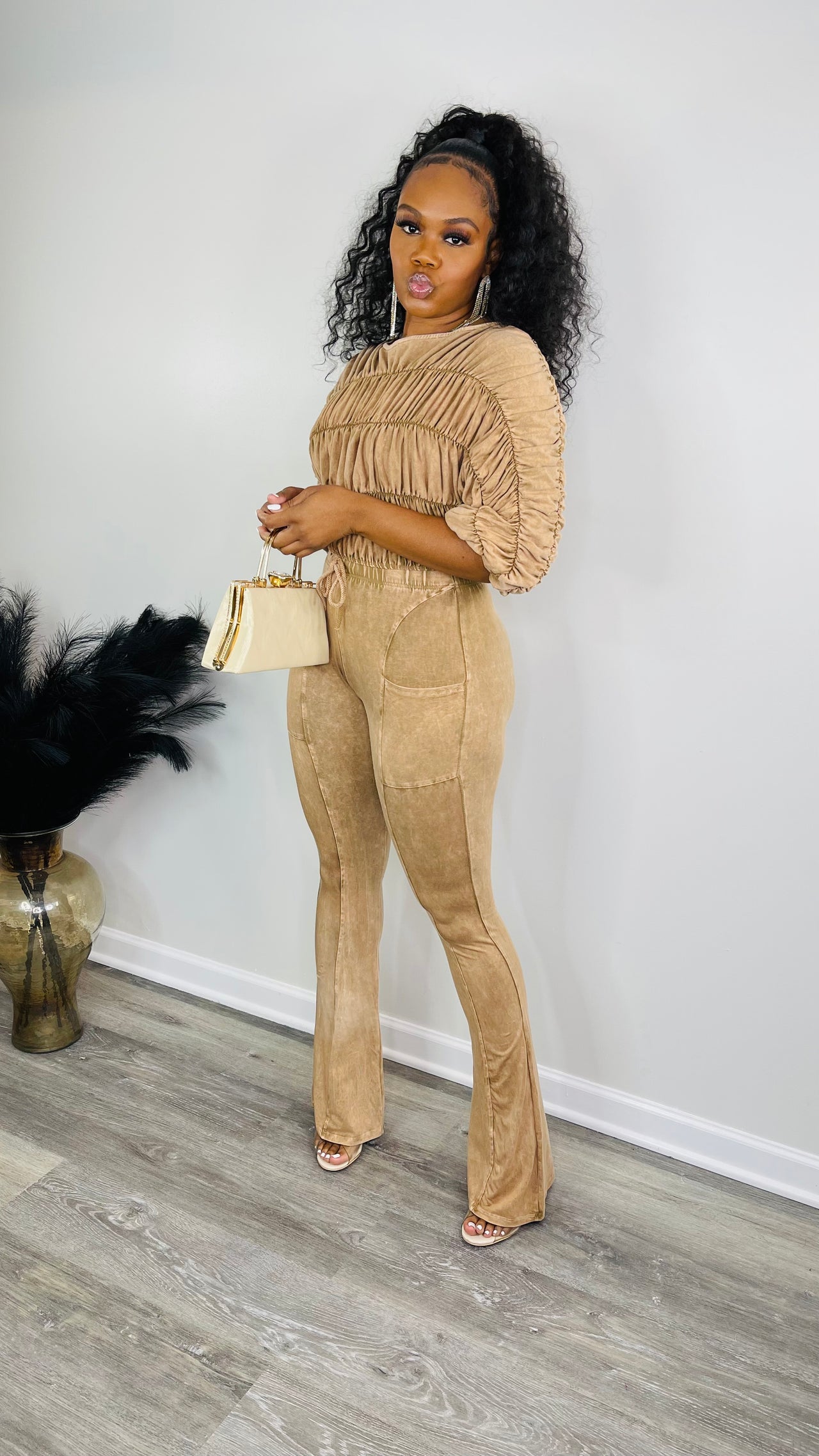 Joey Runched Crop Set