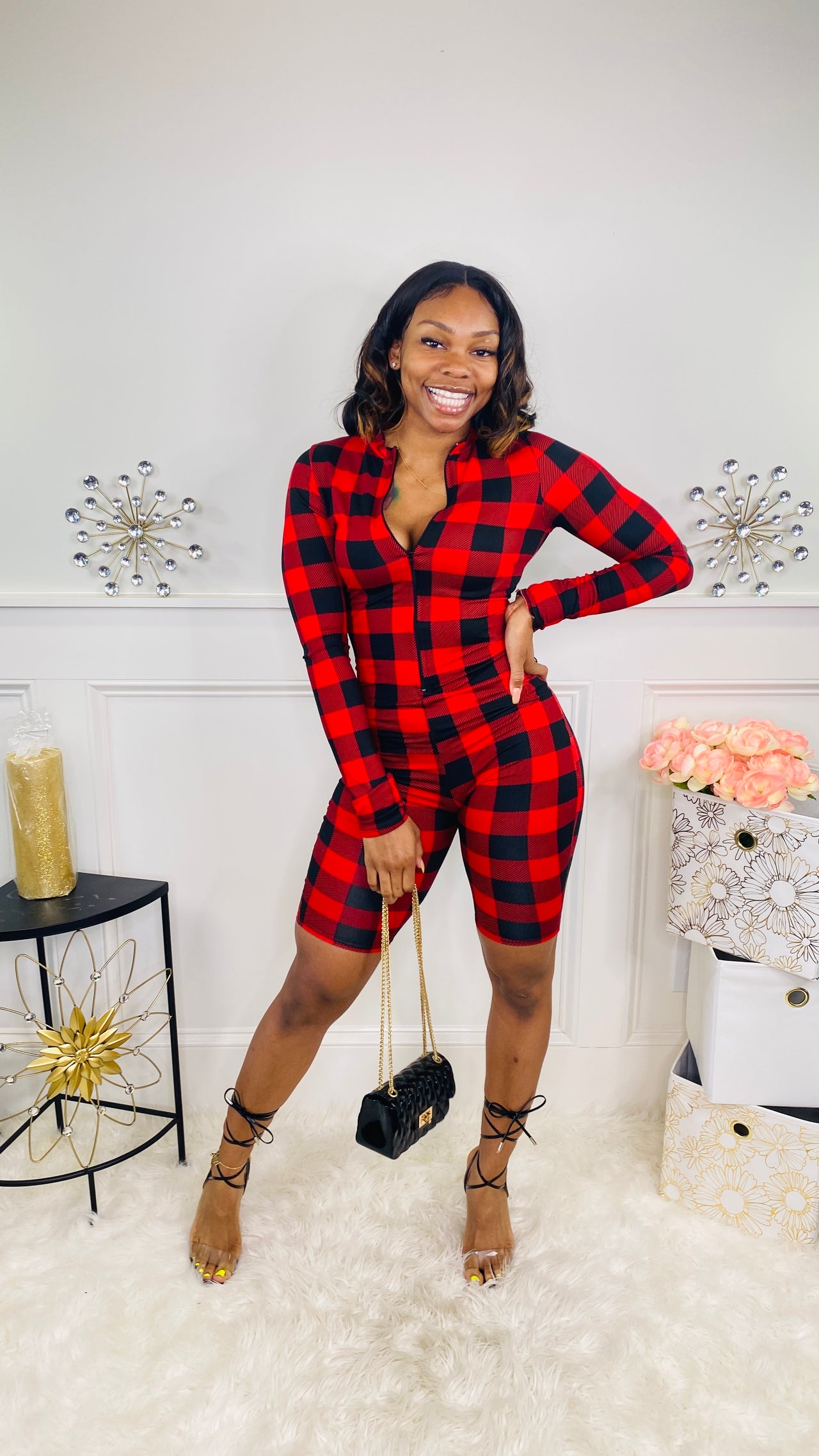 MiMi Checkered Jumpsuit.