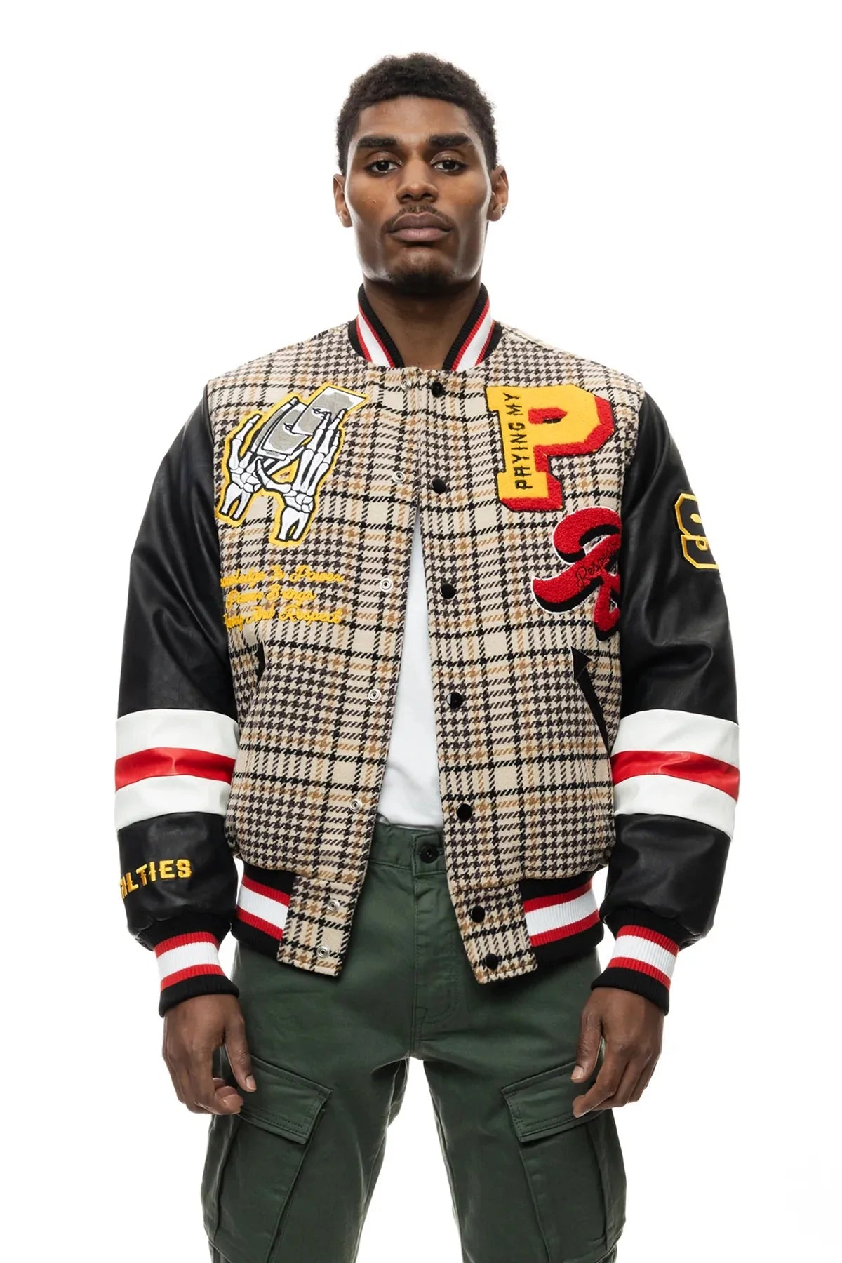 PLAID FASHION VARSITY JACKET